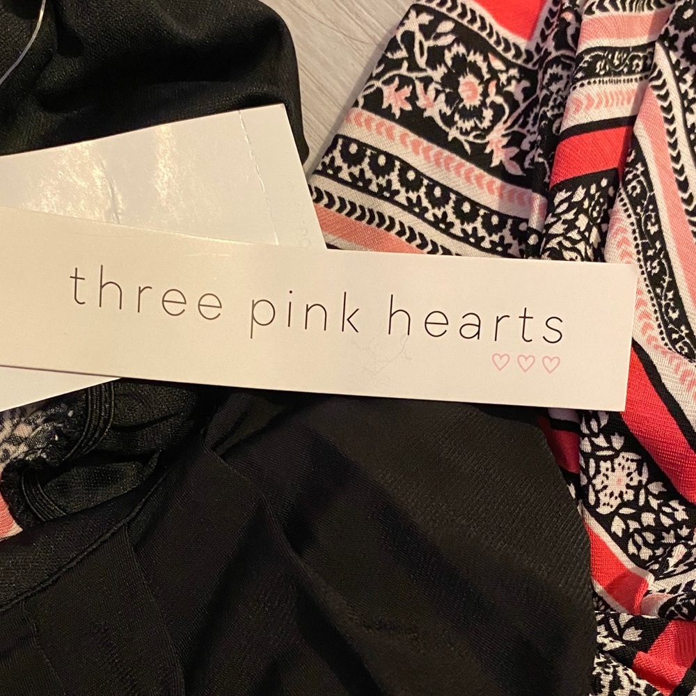 Three Hearts Black Top Maxi Dress with Coral and Cream Chevron Skirt - Picture 9 of 9